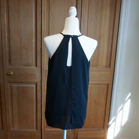 💚 BANANA REPUBLIC Black Keyhole Sleeveless Blouse (S) - Picture 9 of 14